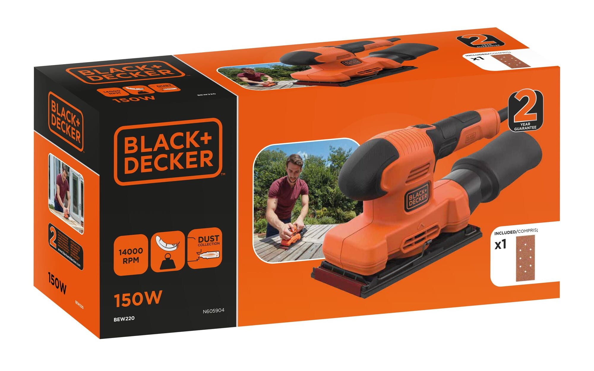 Lijadora orbital con cable BLACK DECKER bew220 150w de 1/3 con 1 hoja de lija | Leroy Merlin