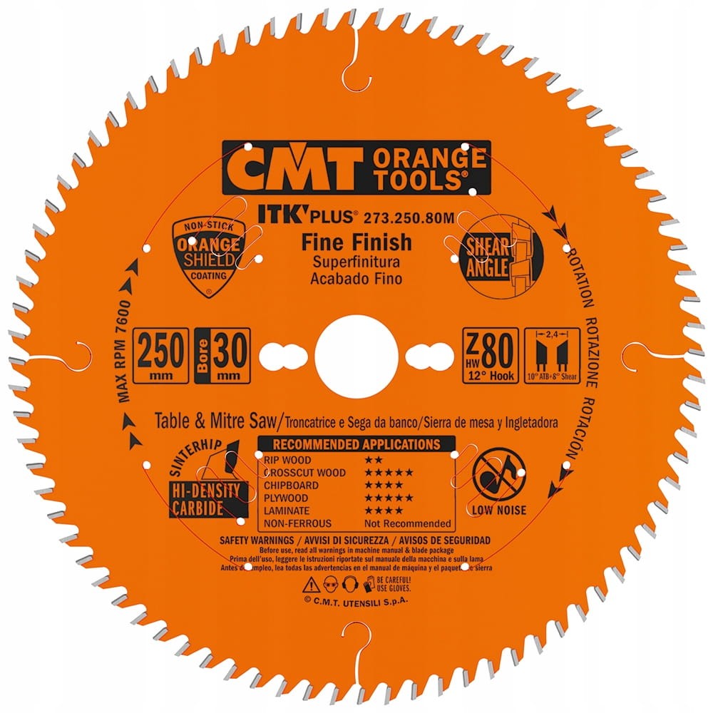 CMT 273.250.80M Tarcza do drewna ITK Plus 250x30mm 80z ultra cienka