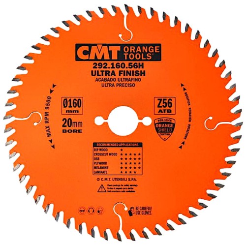 CMT 292.160.40H Fine Cut-Off Saw Blade - 160mm Diameter, 40 Tooth, 20mm Bore For Festool And Woodworking
