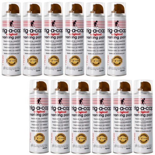 Farba geodezyjna marker brązowa fluo 500ml AMPERE TRIG-A-CAP Original 12szt