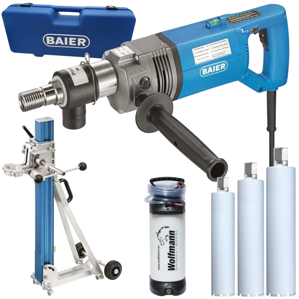 Wiertnica BAIER BDB 825 na mokro i sucho do 200mm 1800W + Stojak + Akc.