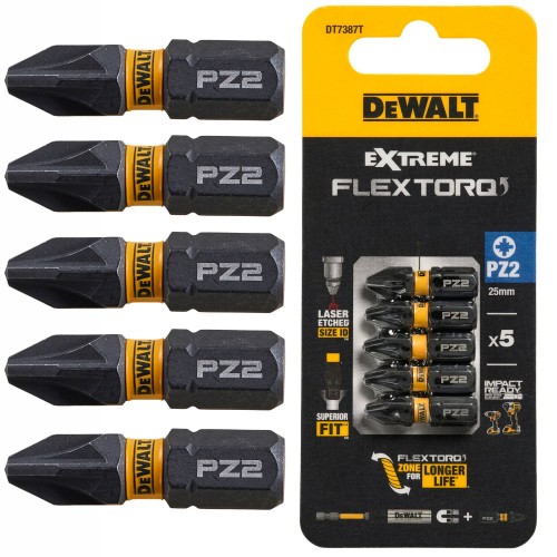 Bity udarowe 25mm PZ2 Extreme Impact 5szt DeWALT DT7387T
