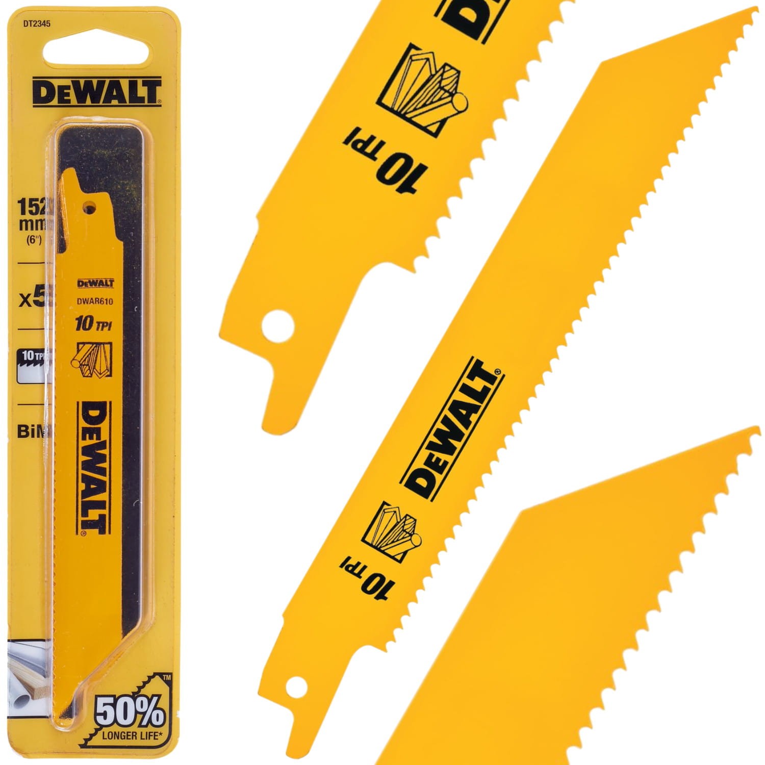 Brzeszczoty do pilarek szablowych 152mm 10TPI BiM 5szt. DeWALT DT2345