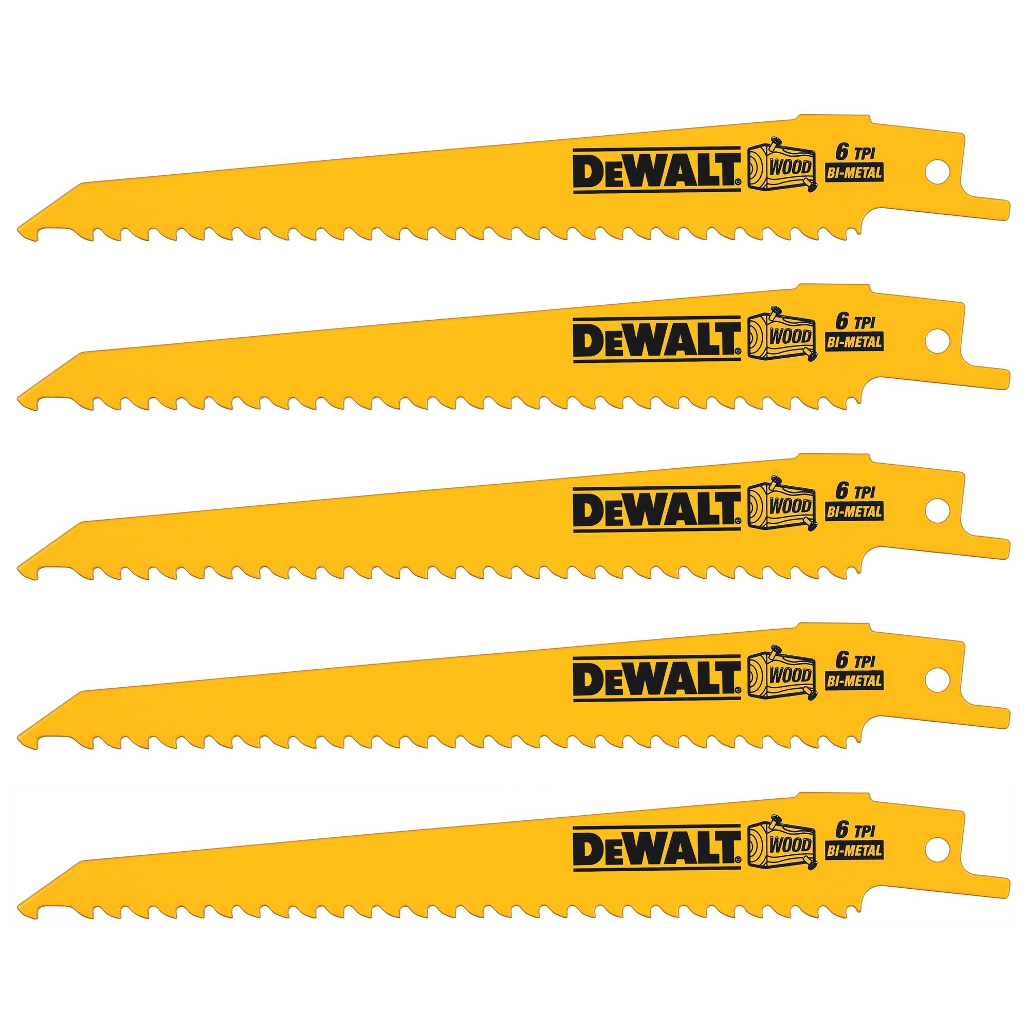 Zestaw brzeszczotów do drewna 152mm do piły szablastej 5szt. DeWALT DT2359