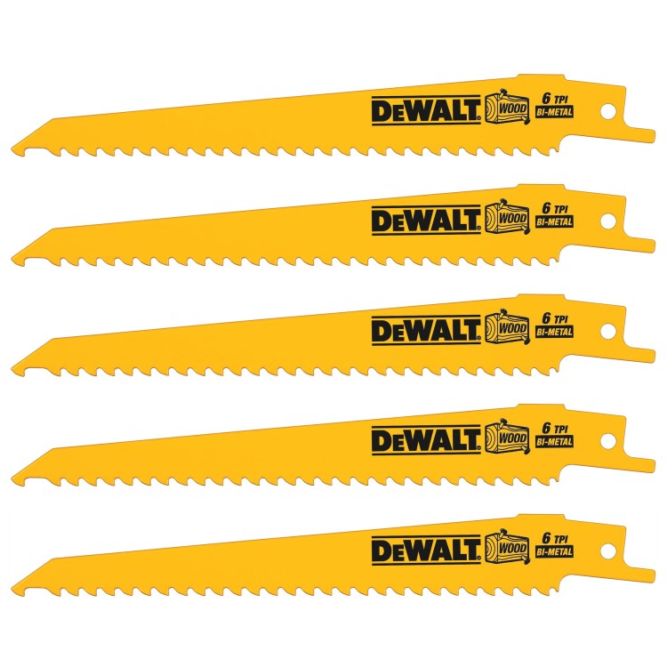 Zestaw brzeszczotów do drewna 152mm do piły szablastej 5szt. DeWALT DT2359