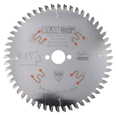 CMT Tarcza pilarska chromowana do kompozytów 160x20mm 52z 281.761.52H