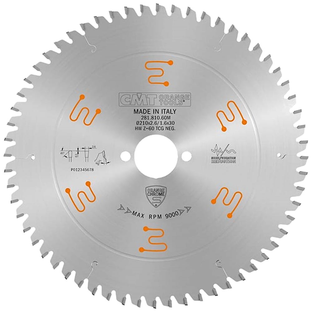 Piła tarczowa do sklejki, płyt laminowanych 210x30mm 60z CMT 281.810.60M