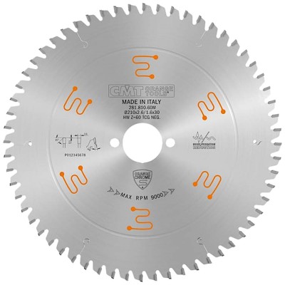 Piła tarczowa do sklejki, płyt laminowanych 210x30mm 60z CMT 281.810.60M