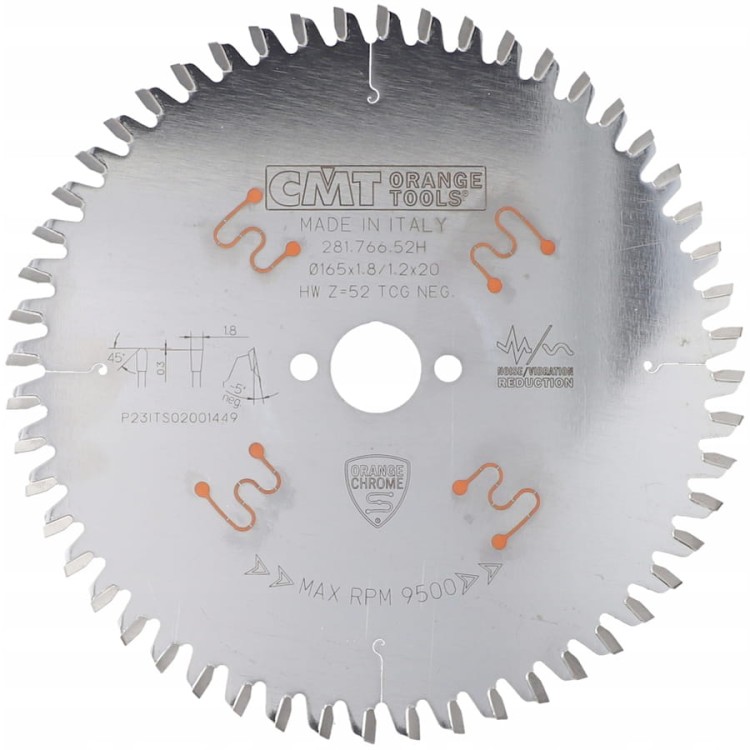 Tarcza pilarska chromowana do kompozytów 165x20mm 52z CMT 281.766.52H