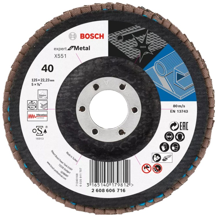 Tarcza listkowa do metalu stali 125 x 22.23mm P40 1szt. X551 Bosch