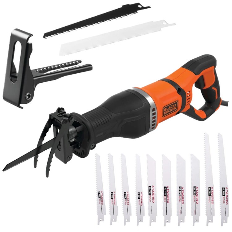 BLACK DECKER BES301 Piła szablasta 750W + 2 ostrza + Brzeszczoty 10szt.