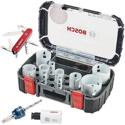 BOSCH Zestaw 11 pił otwornic 20-76mm BiM + 2x Wiertło + Trzpień + Scyzoryk