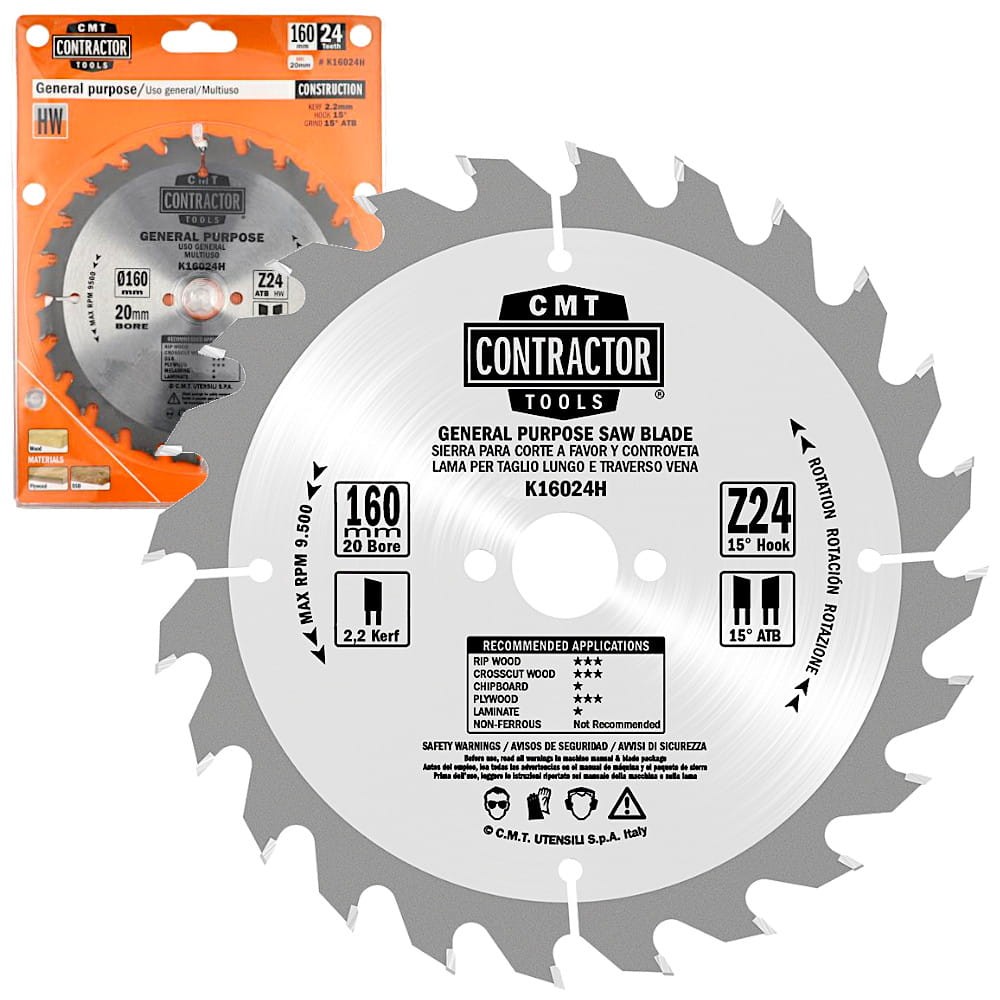 CMT Tarcza pilarska do drewna, sklejki, OSB 160mm x 20mm 24z K16024H