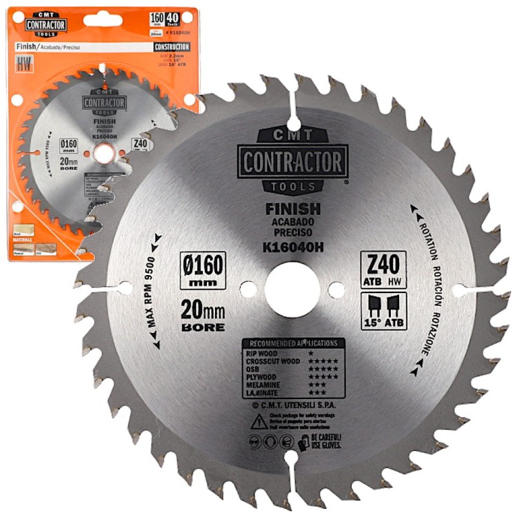 CMT Tarcza pilarska do drewna, sklejki, OSB 160mm x 20mm 40z K16040H