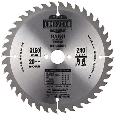 CMT Tarcza pilarska do drewna, sklejki, OSB 160mm x 20mm 40z K16040H