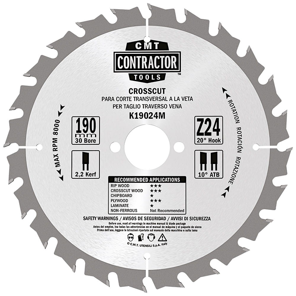 CMT Tarcza pilarska do drewna, sklejki, OSB 190mm x 30mm 24z K19024M 1szt.