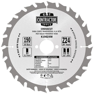 CMT Tarcza pilarska do drewna, sklejki, OSB 190mm x 30mm 24z K19024M 1szt.