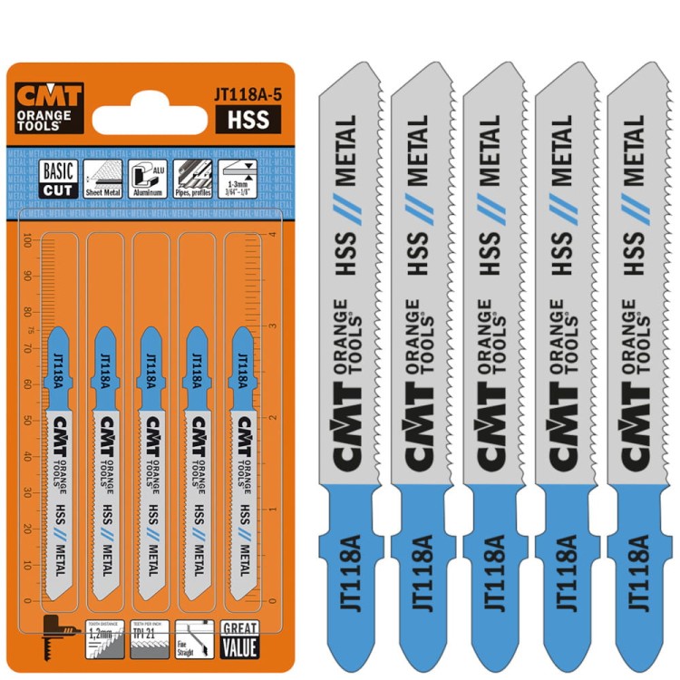 Brzeszczot do wyrzynarek do metalu 5szt. HSS 76mm 21TPI CMT JT118A-5