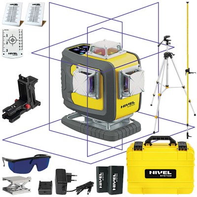 Laser 4-płaszczyznowy NIVEL SYSTEM CL4D-P (wiązka fioletowa), walizka + tyczka+ Statyw SJJ-M1 EX