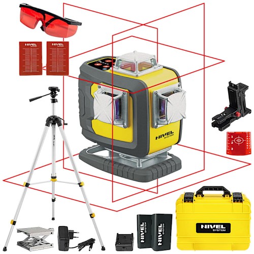 Laser krzyżowy czerwony Nivel System CL4D-R + Statyw SJJ-M1 EX