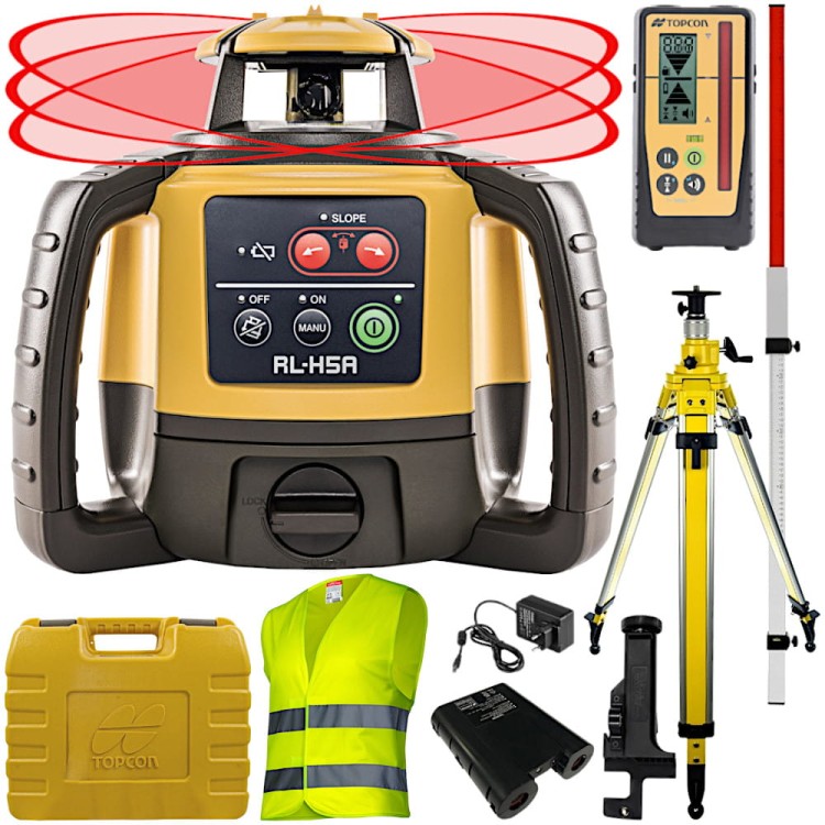 TOPCON RL-H5A Niwelator laserowy 800m IP66 + Czujnik LS-100D + Łata, Statyw