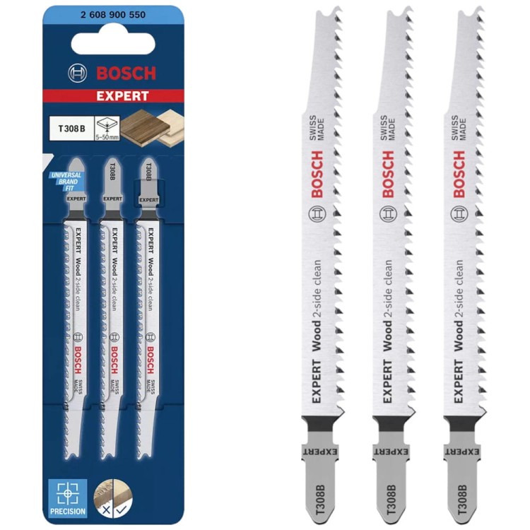 Brzeszczot do wyrzynarki do drewna T308B 117mm 3szt. Bosch Expert