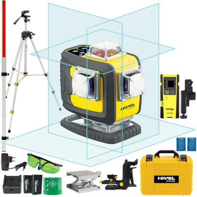 NIVEL SYSTEM CL4D-B Laser krzyżowy 4x360 wiązka niebieska + statyw SJJ-M1 EX + odbiornik + łata