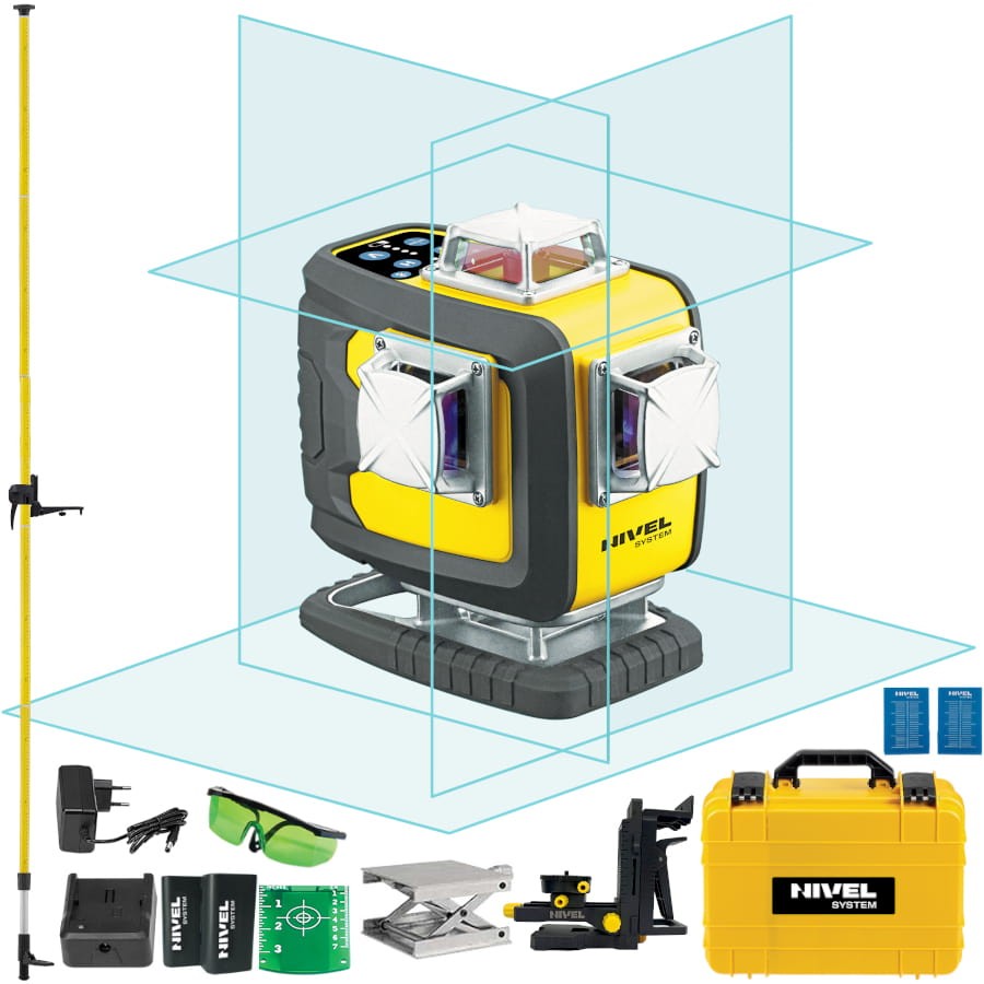 NIVEL SYSTEM CL4D-B Laser krzyżowy 4x360 wiązka niebieska + tyczka GT-360
