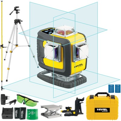 NIVEL SYSTEM CL4D-B Laser krzyżowy 4x360 wiązka niebieska + tyczka GT-360 + statyw SJJ-M1 EX