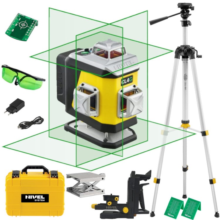 NIVEL SYSTEM Laser krzyżowy zielony CL4G + statyw SJJ-M1EX