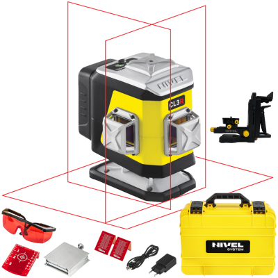 Laser krzyżowy czerwony 360° 30m Nivel System CL3R
