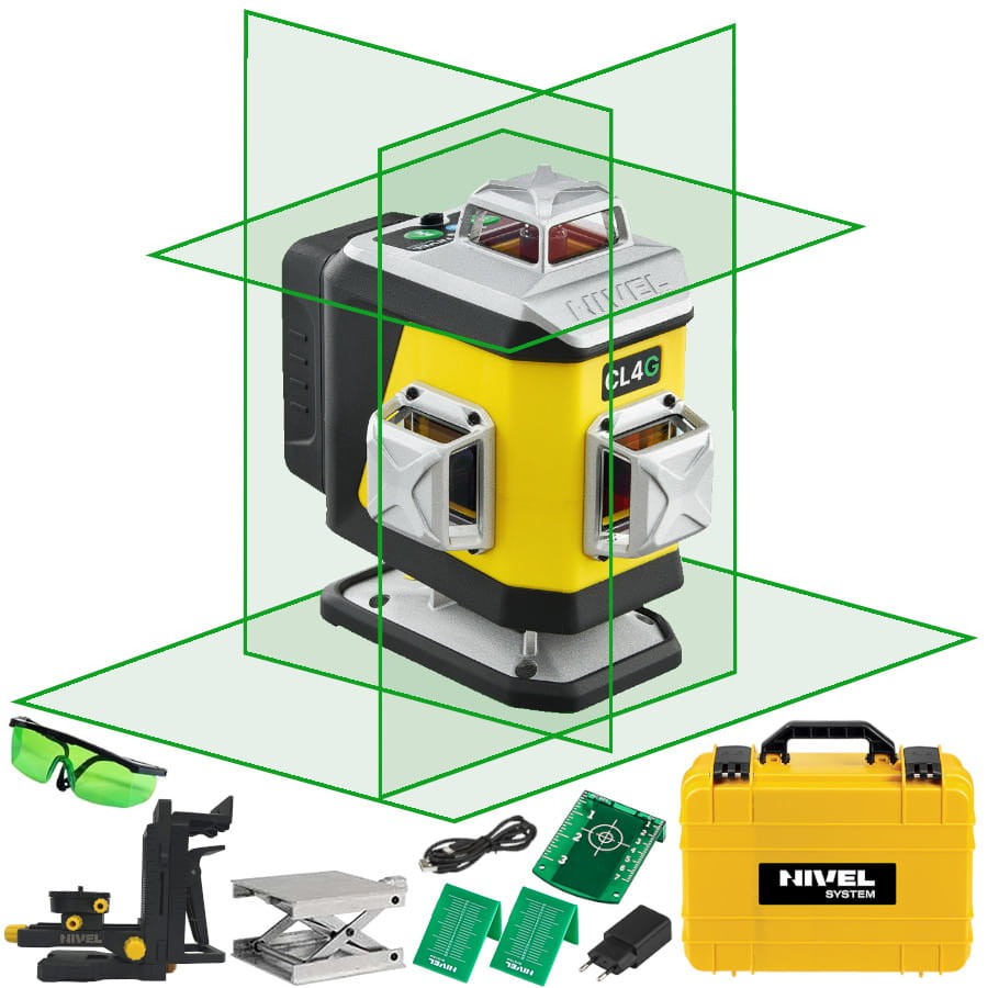 NIVEL SYSTEM Laser krzyżowy CL4G zielony 4D 30m + akcesoria