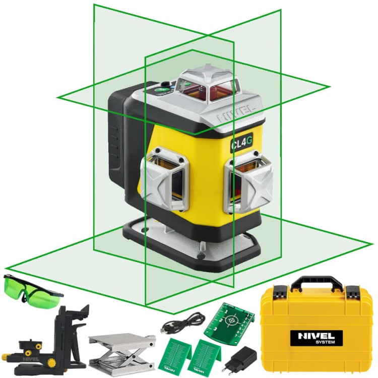 NIVEL SYSTEM Laser krzyżowy CL4G zielony 4D 30m + akcesoria