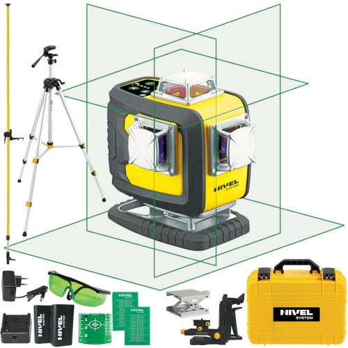 NIVEL SYSTEM CL4D-G Laser krzyżowy zielony 4x360° + tyczka GT-360 + statyw SJJ-M1 EX
