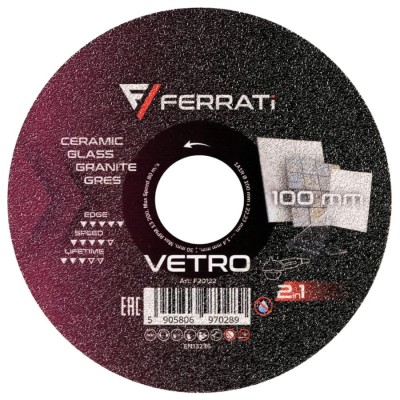 Tarcza tnąca diamentowa 100x22,23mm VETRO FERRATI