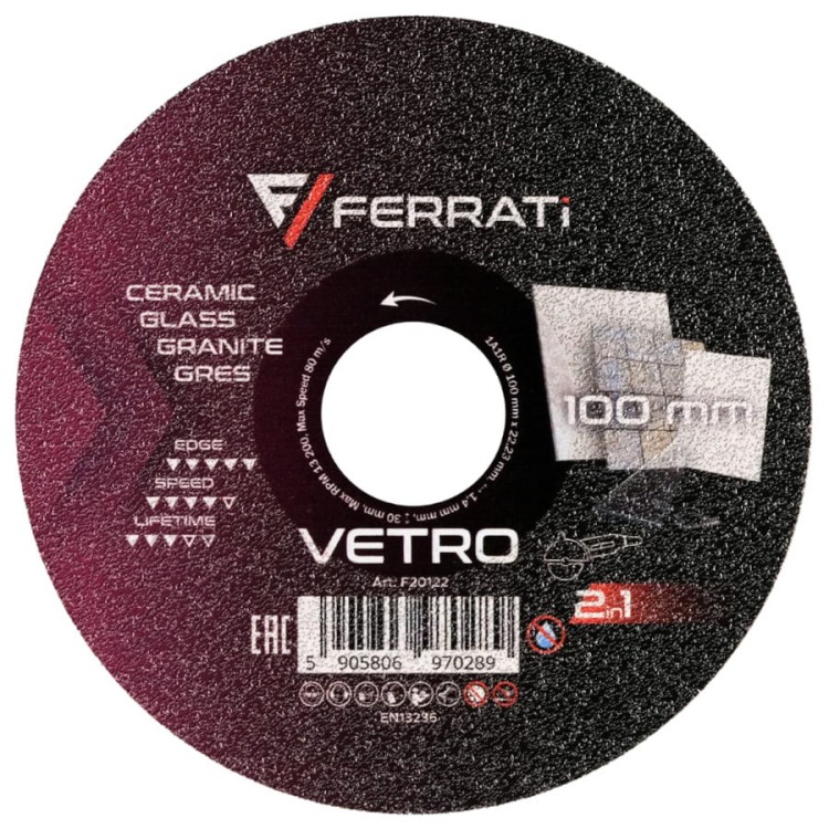 Tarcza tnąca diamentowa 100x22,23mm VETRO FERRATI