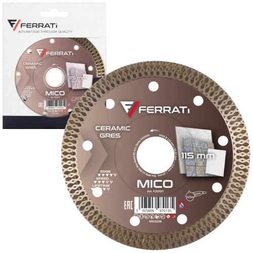 Tarcza diamentowa do ceramiki 115 x 22,23mm Ferrati Mico F20107
