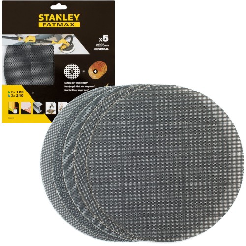 Siatki ścierne 225mm gr. 120/240 5szt. Stanley STA39297
