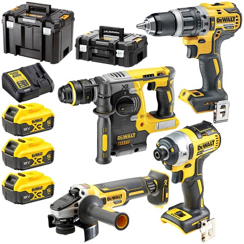 DeWALT Zestaw DCD796 + DCF887 + DCH273 + DCG405 + 3x 5Ah + 2x TSTAK
