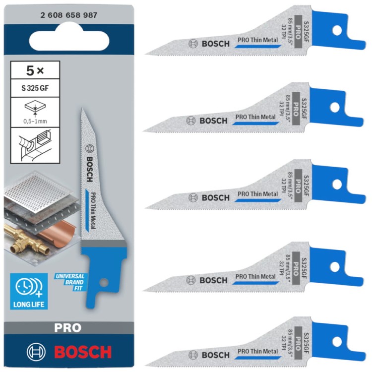 BOSCH Brzeszczot do cienkiego metalu, stali PRO Thin Metal S325GF 5szt.