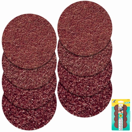 Zestaw 8 krążków ściernych fi 50mm P40 / 60 / 80 / 120 Wolfcraft 5608000