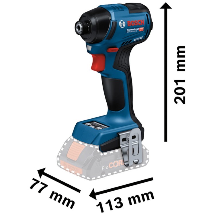 Klucz udarowy Bosch GDR 18V-220 C wymiary