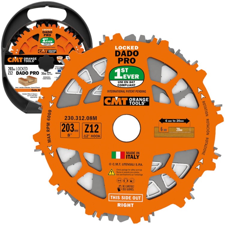 Zestaw tarcz do rowkowania 203x30mm 12z LOCKED Dado Pro CMT 230.312.08M