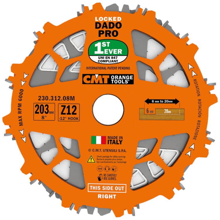 Zestaw tarcz LOCKED Dado Pro CMT 230.312.08M