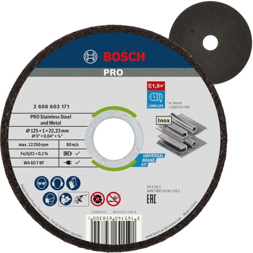 Tarcza do cięcia stali 125x1mm INOX 1szt Bosch