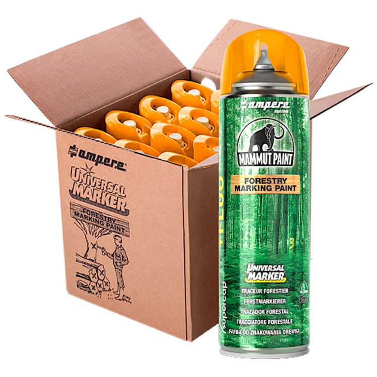 Spray Farba do znakowania drewna pomarańczowa x12 AMPERE UNIVERSAL MARKER