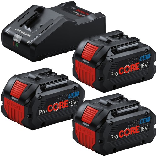 BOSCH 3x Akumulator Li-Ion ProCORE 18V 8.0Ah + Ładowarka GAL 18V-160 16A