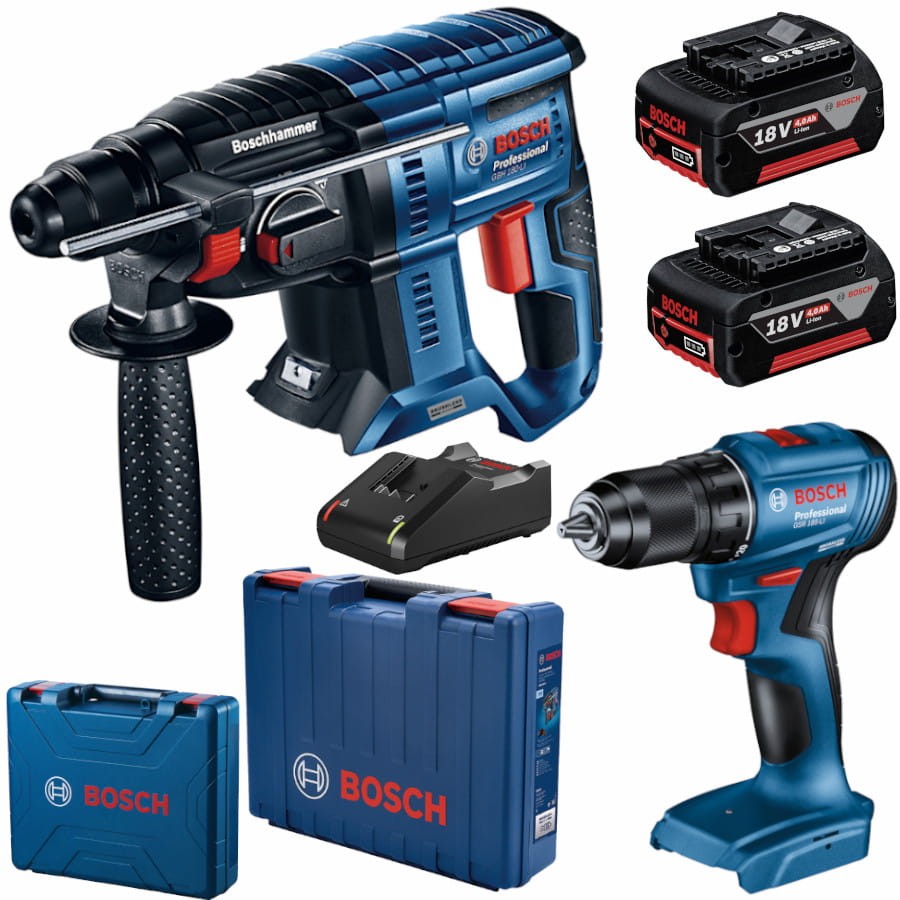 Zestaw elektronarzędzi GBH 180-Li i GSR 185-Li 2x4,0Ah 2x walizka