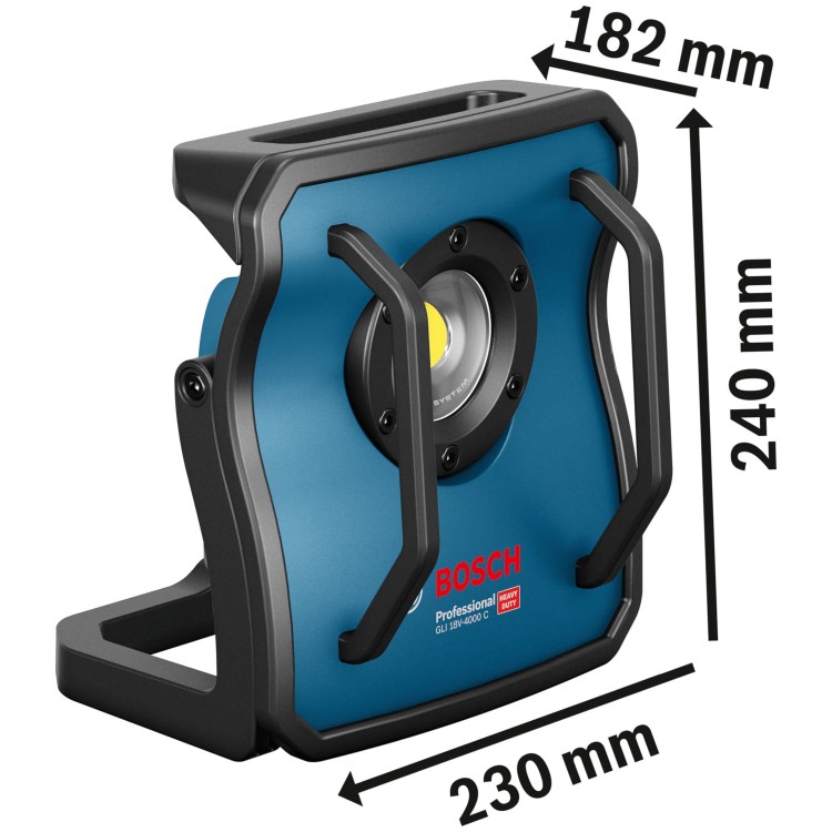 BOSCH Lampa budowlana GLI 18V-4000 C wymiary