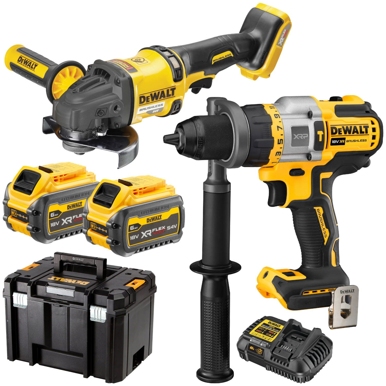 DeWALT DCK2016T2T Zestaw Combo DCD999 + DCG418 + 2x 6.0Ah + TSTAK VI